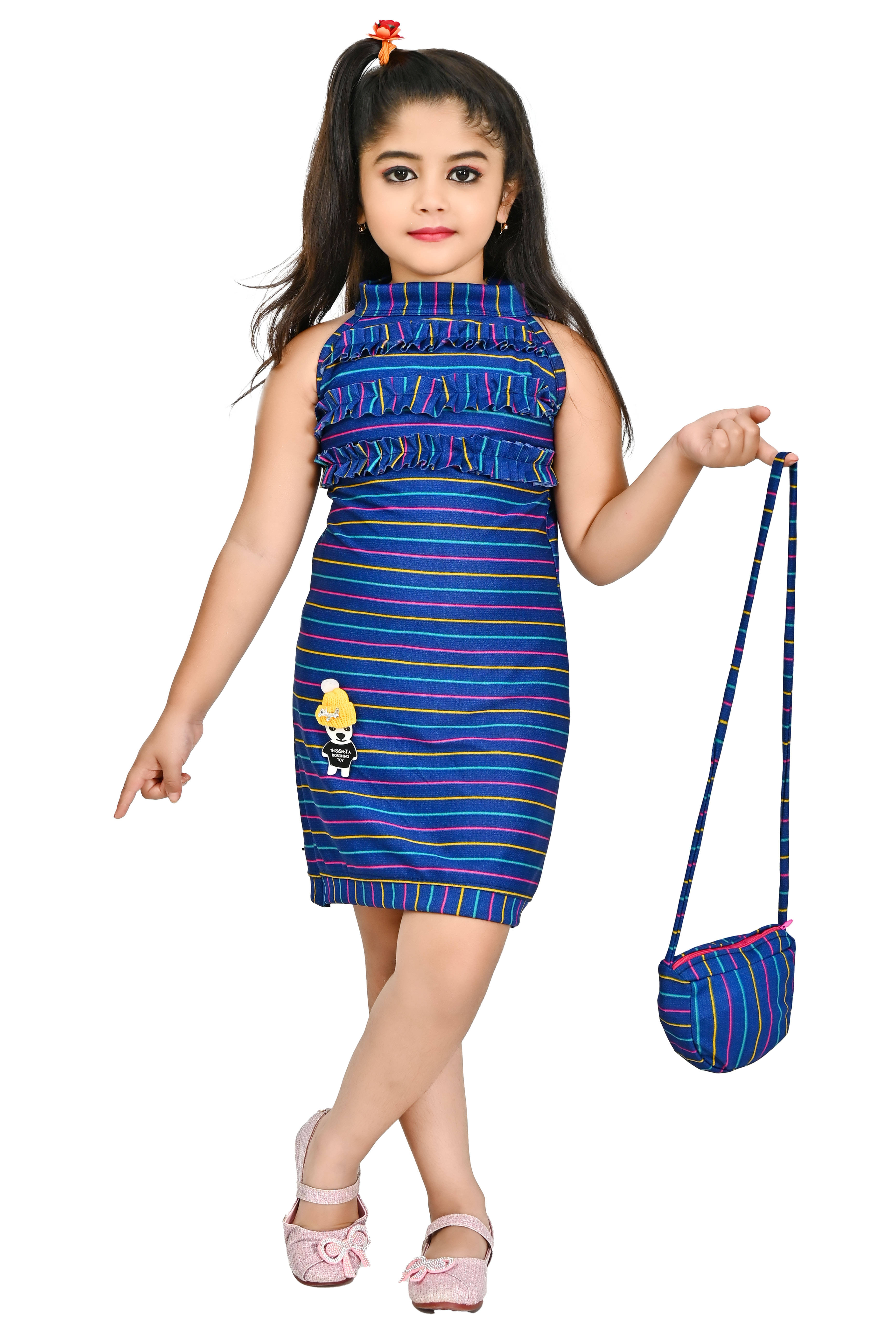     			JCT DRESSES Crepe Dress For Baby Girls ( Pack of 1 , Blue )