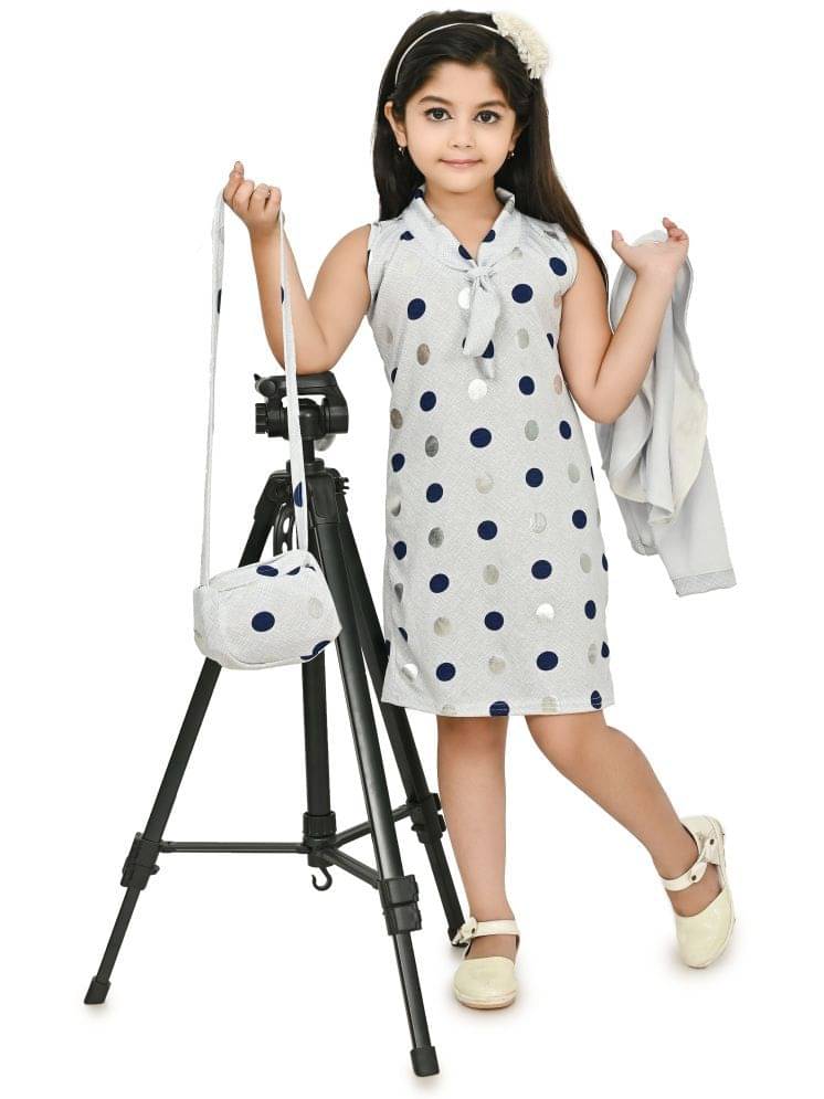     			JCT DRESSES Crepe Dress For Baby Girls ( Pack of 1 , Grey )