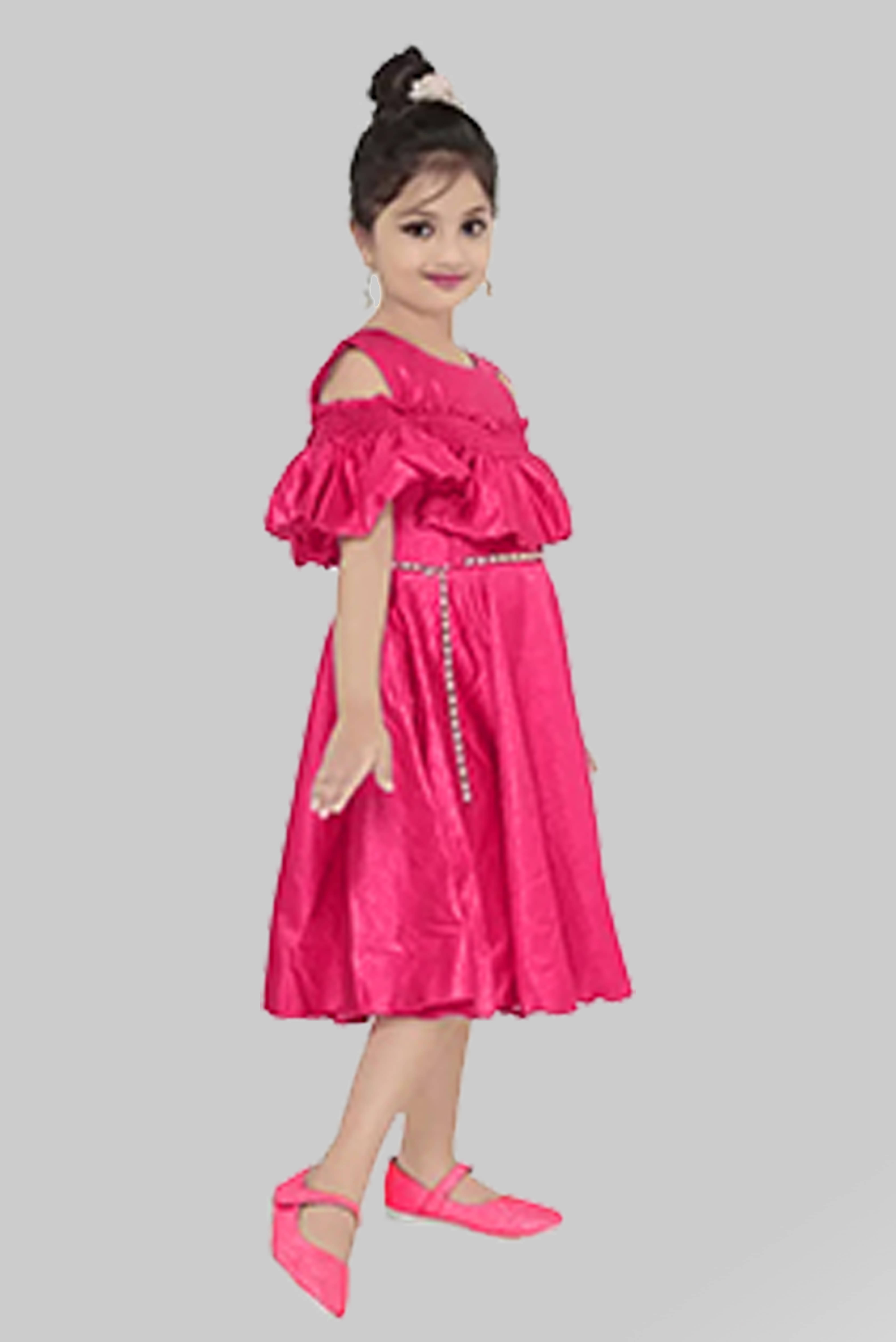     			JCT DRESSES Crepe Frock For Baby Girls ( Pack of 1 , Pink )