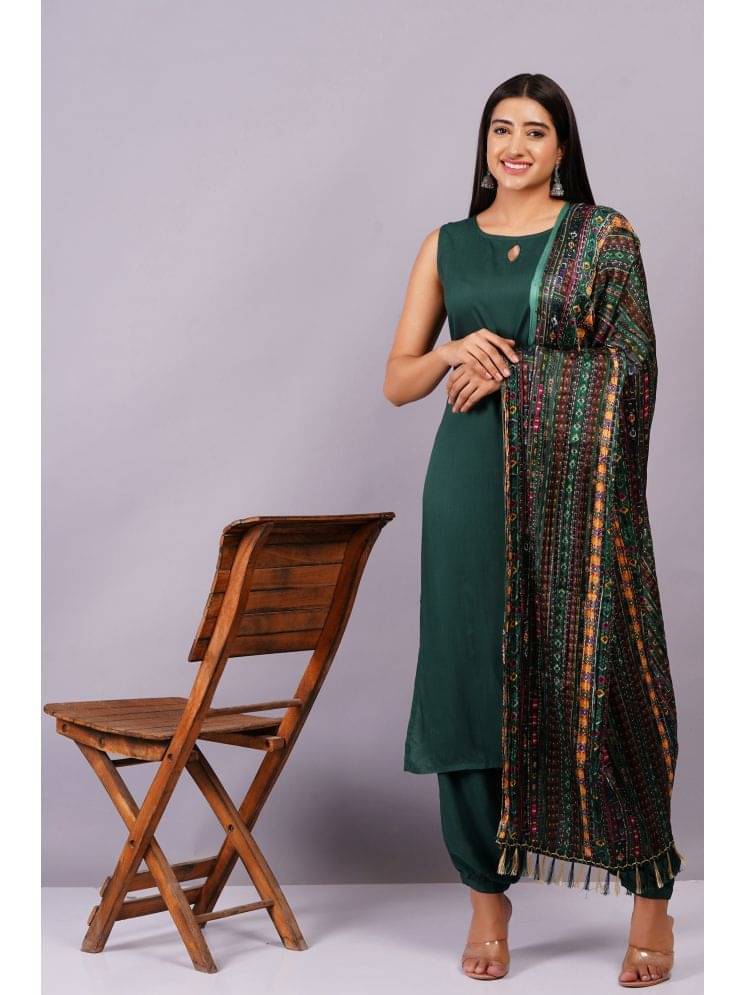 Jyoti Rayon Solid Kurti With Pants Women's Stitched Salwar Suit - Green ( Pack of 1 )     			Jyoti Rayon Solid Kurti With Pants Women's Stitched Salwar Suit - Green ( Pack of 1 )