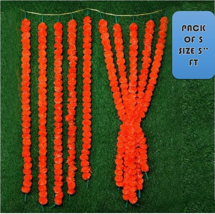    			KanRaj - Maroon Marigold Artificial Flower ( Pack of 5 )