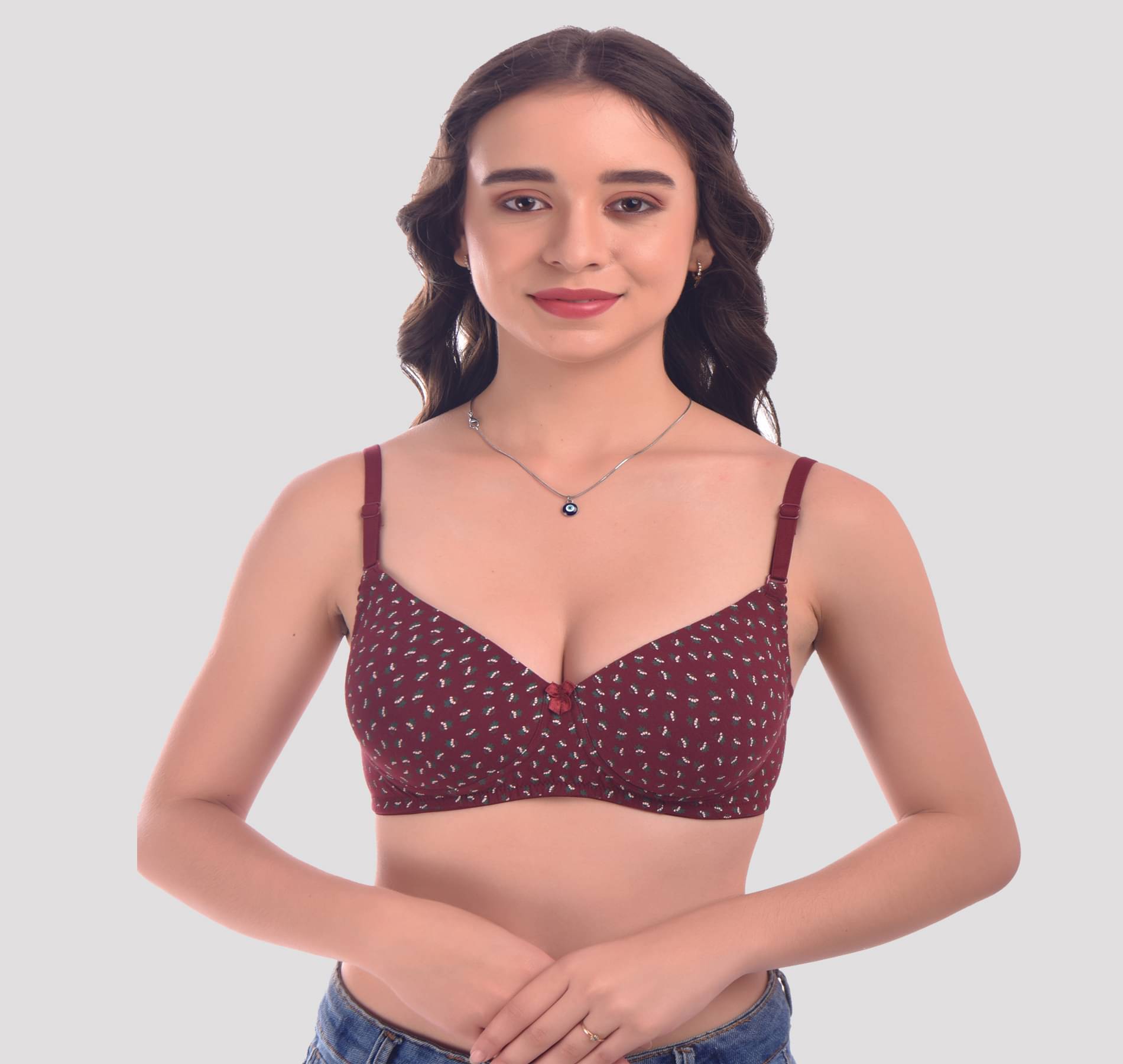     			LadySoft Lycra Heavily Padded Women's Everyday Bra ( Maroon ) Clovia-Printed-Maroon