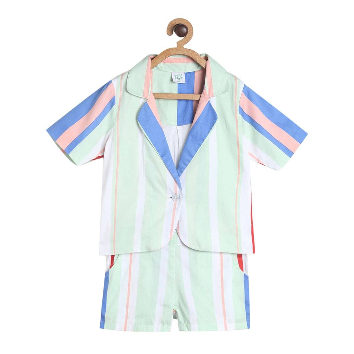     			MINI KLUB Pack of 1 Girls Cotton Shirt With Shorts ( Multicolor )