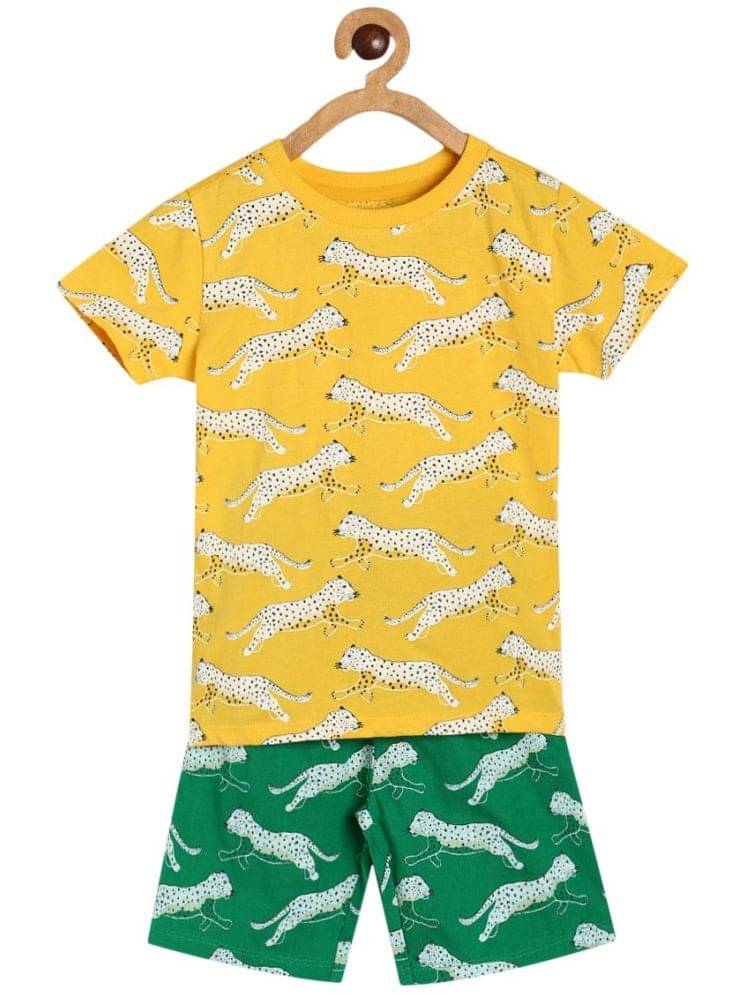 MINI KLUB Pack of 1 Boys Cotton T-Shirt & Shorts Set ( Multicolor )     			MINI KLUB Pack of 1 Boys Cotton T-Shirt & Shorts Set ( Multicolor )