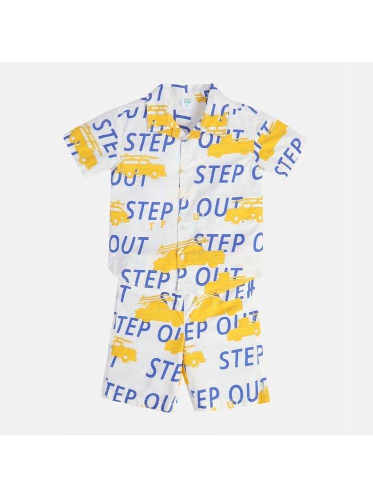     			MINI KLUB Pack of 1 Boys Cotton Shirt & Shorts Set ( White )