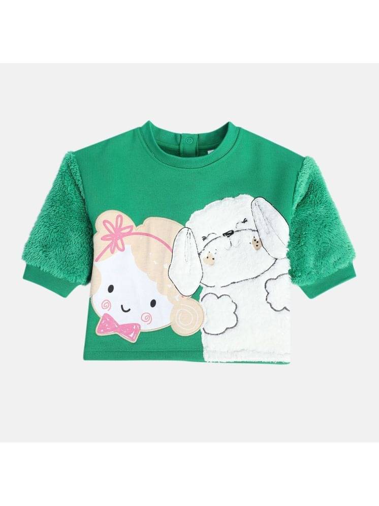     			Miniklub Baby Girls Round Neck Full Sleeve Knit Sweat Shirt (Green Color)