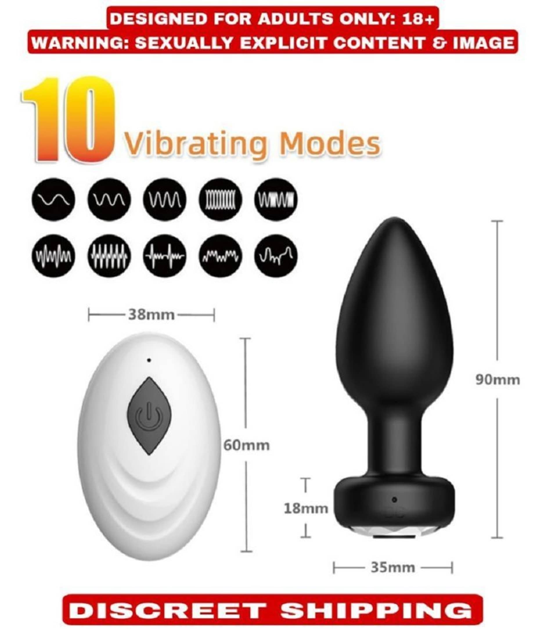 Powerful 10 Vibration Usb Rechargable Remote Control Vibrating Anal Butt Plug For Men And Women BY KNIGHTRIDERS