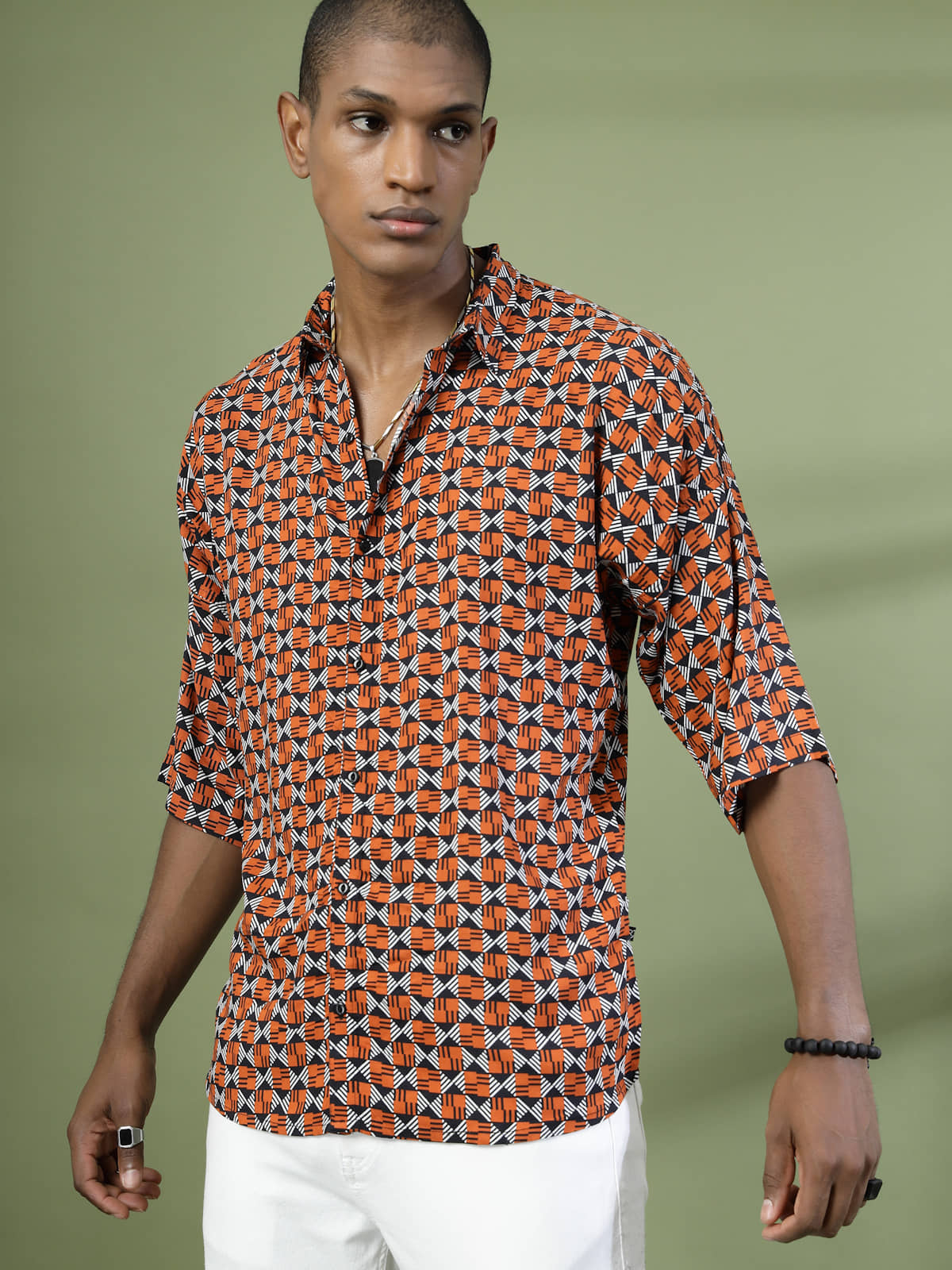 Rigo Rayon Oversized Fit Printed Half Sleeves Men's Casual Shirt - Black ( Pack of 1 )
