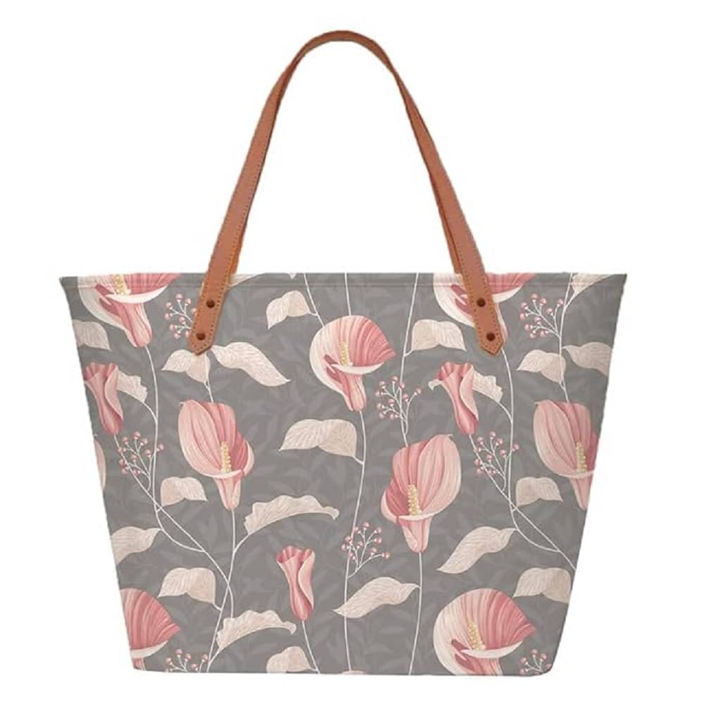     			SAKWOODS Light Grey Canvas Tote Bag