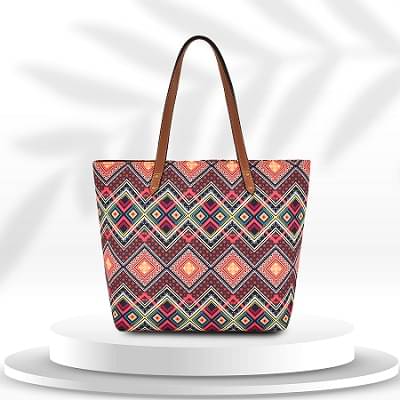     			SAKWOODS Tote Bag Canvas Set of 1 ( Orange,Blue,Red )