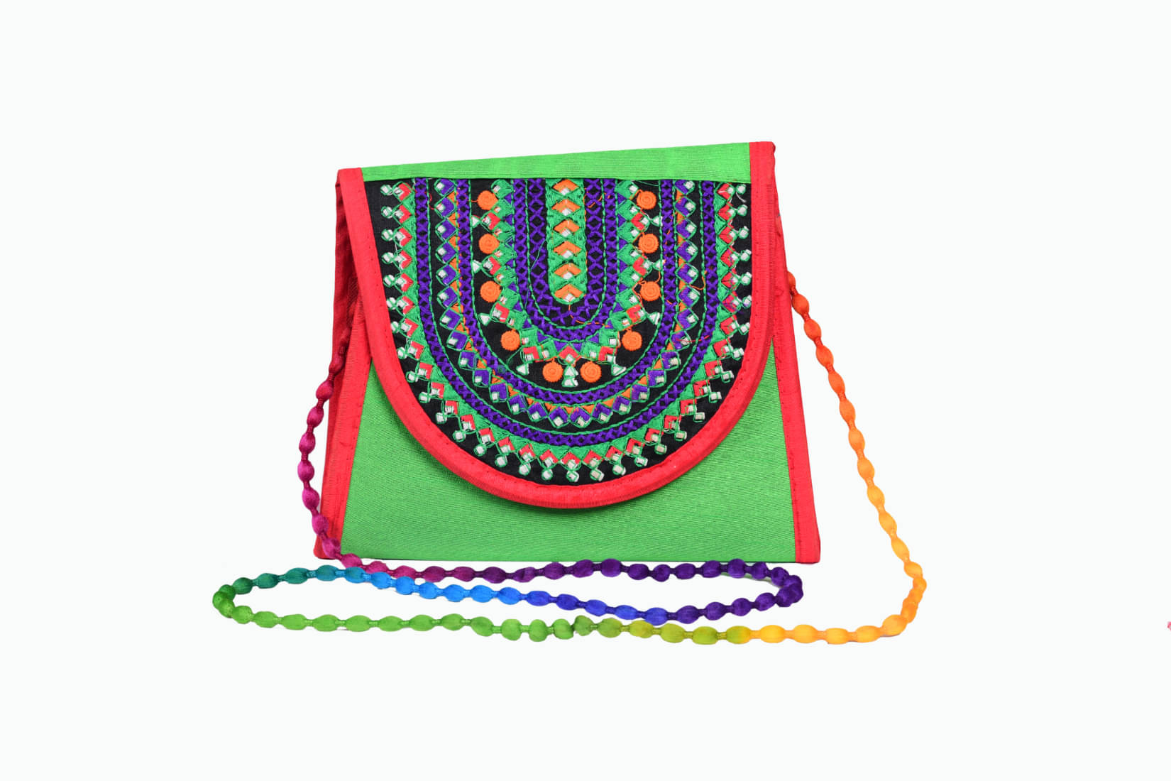     			Sunvika House Green Cotton Sling Bag