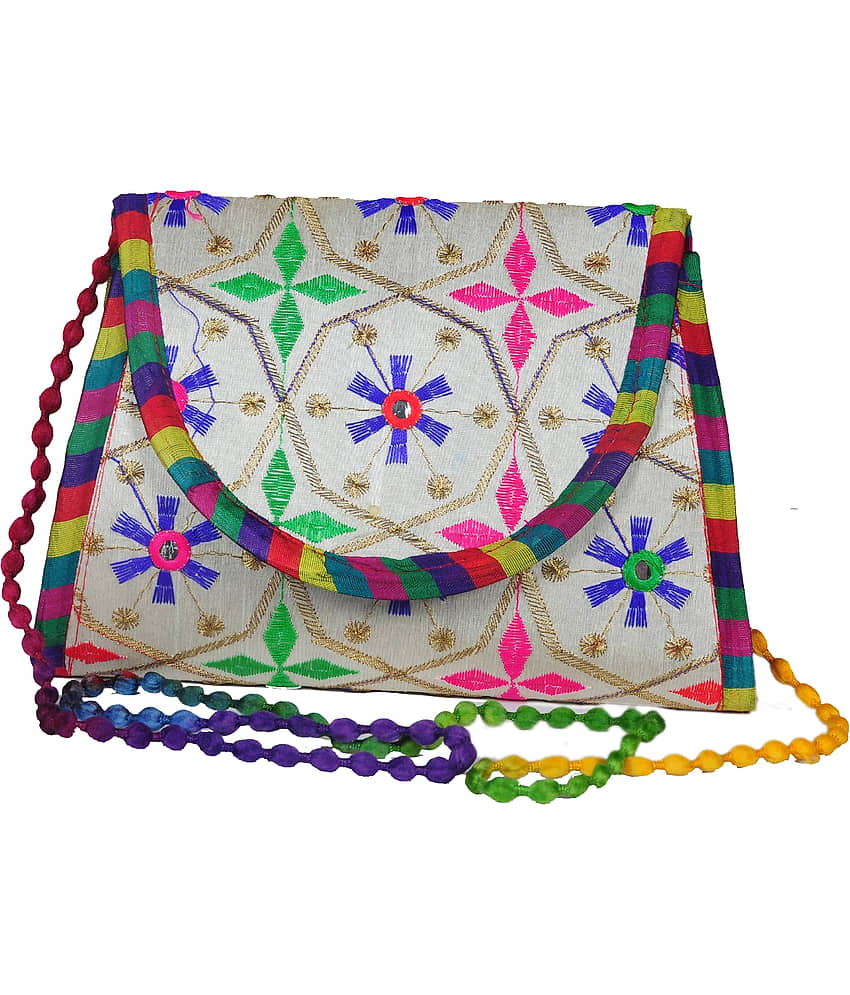 Sunvika House White Cotton Sling Bag - Handbags | Buy online on ZillyBuy