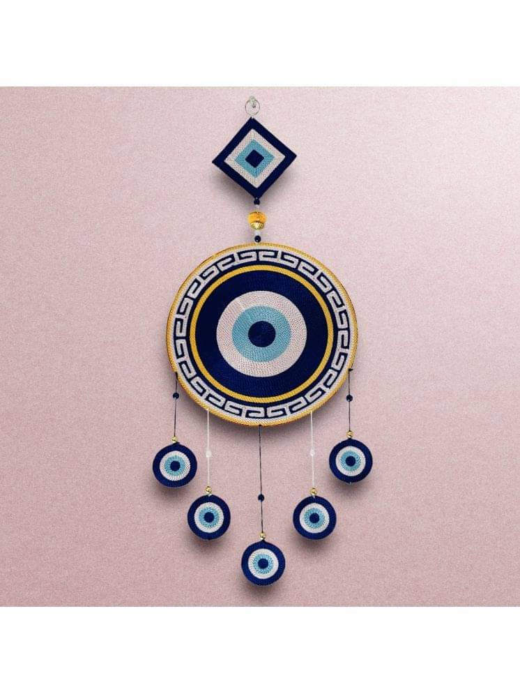 TORNORY Fabric Evil eye Hanging Wall Sculpture Blue - Pack of 1     			TORNORY Fabric Evil eye Hanging Wall Sculpture Blue - Pack of 1