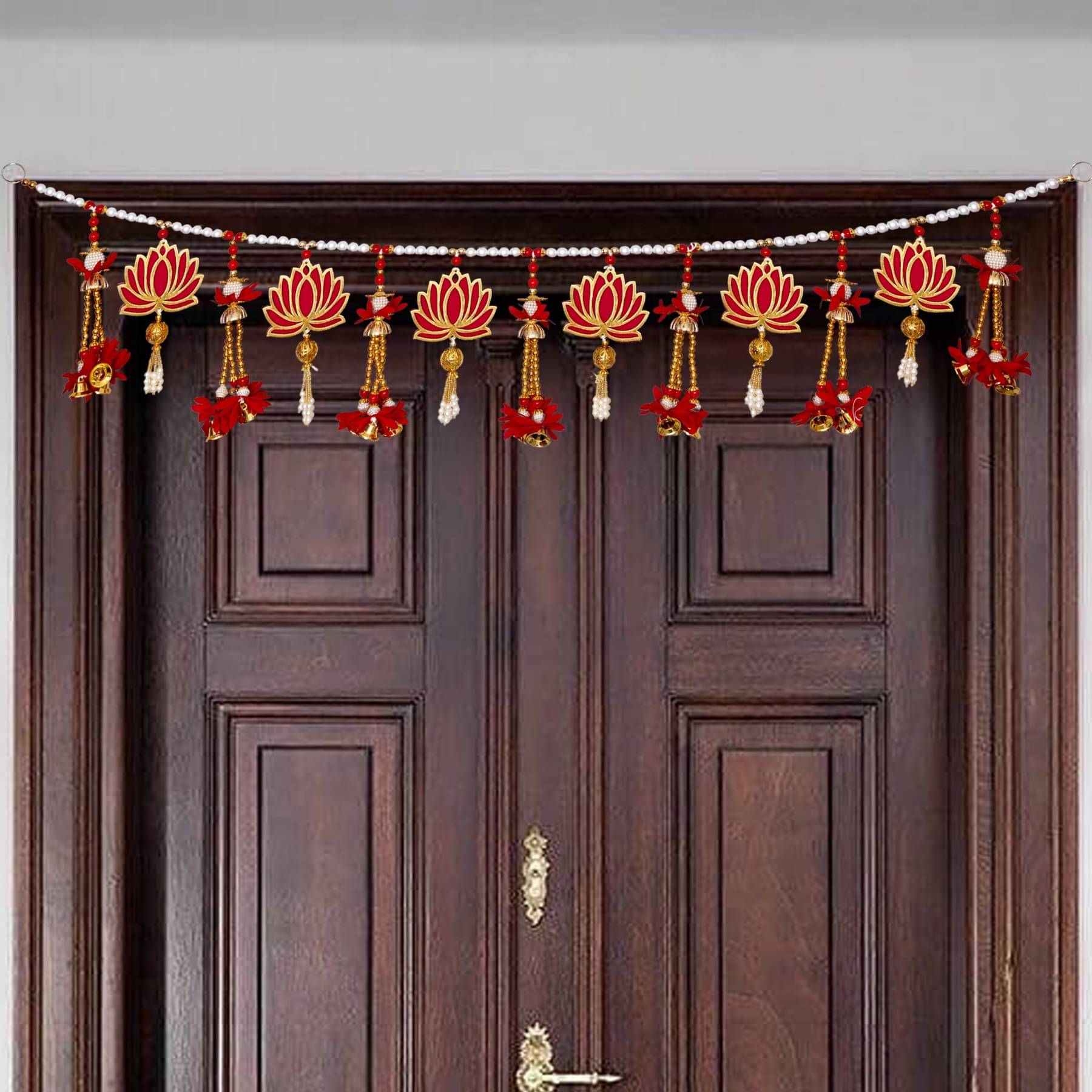     			TORNORY Handmade Bandarwal Toran 3 ft Red ( Pack of 1 )