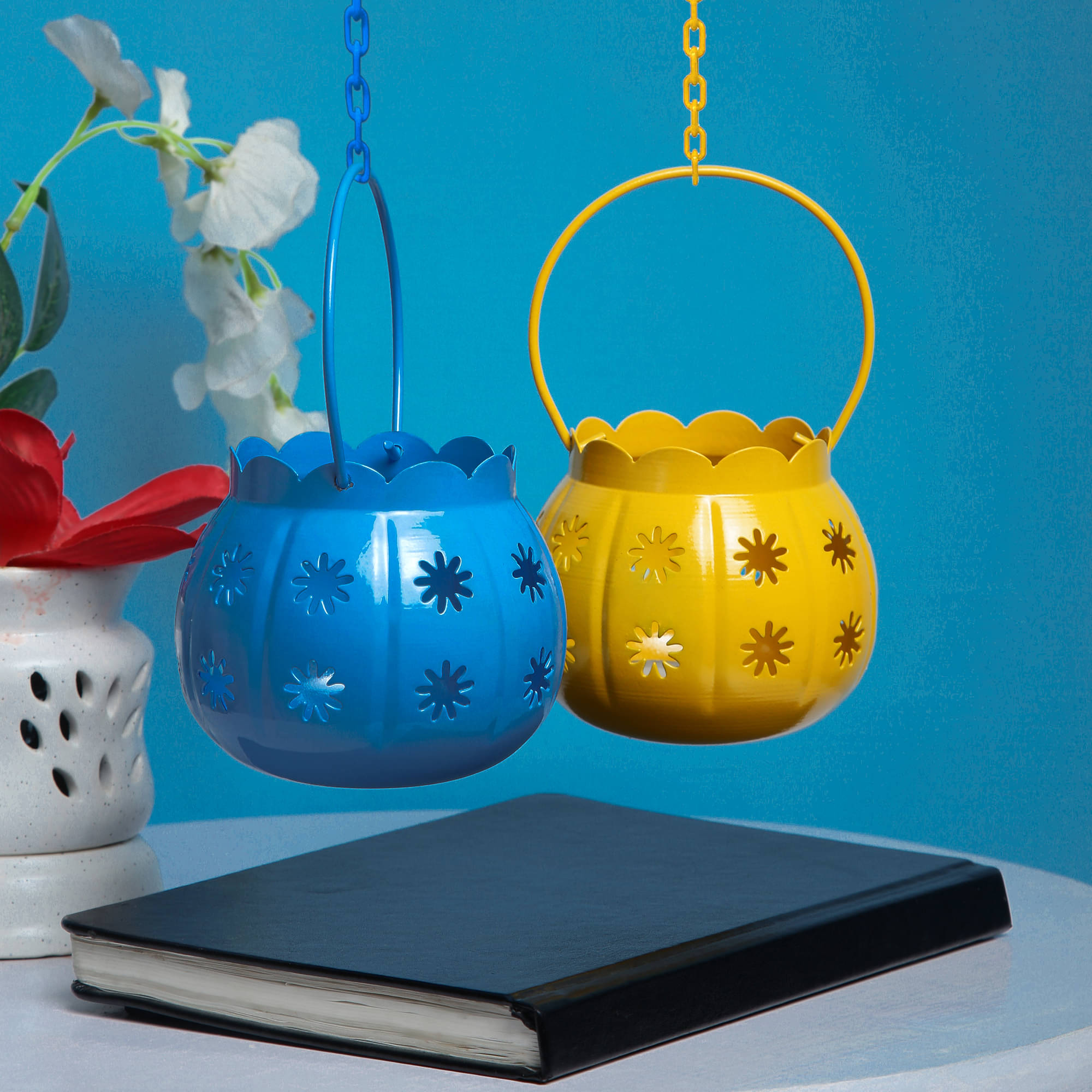Urban Hamlet Multicolour Table Top and Hanging Iron Tea Light Holder - Pack of 1 Urban Hamlet Multicolour Table Top and Hanging Iron Tea Light Holder - Pack of 1