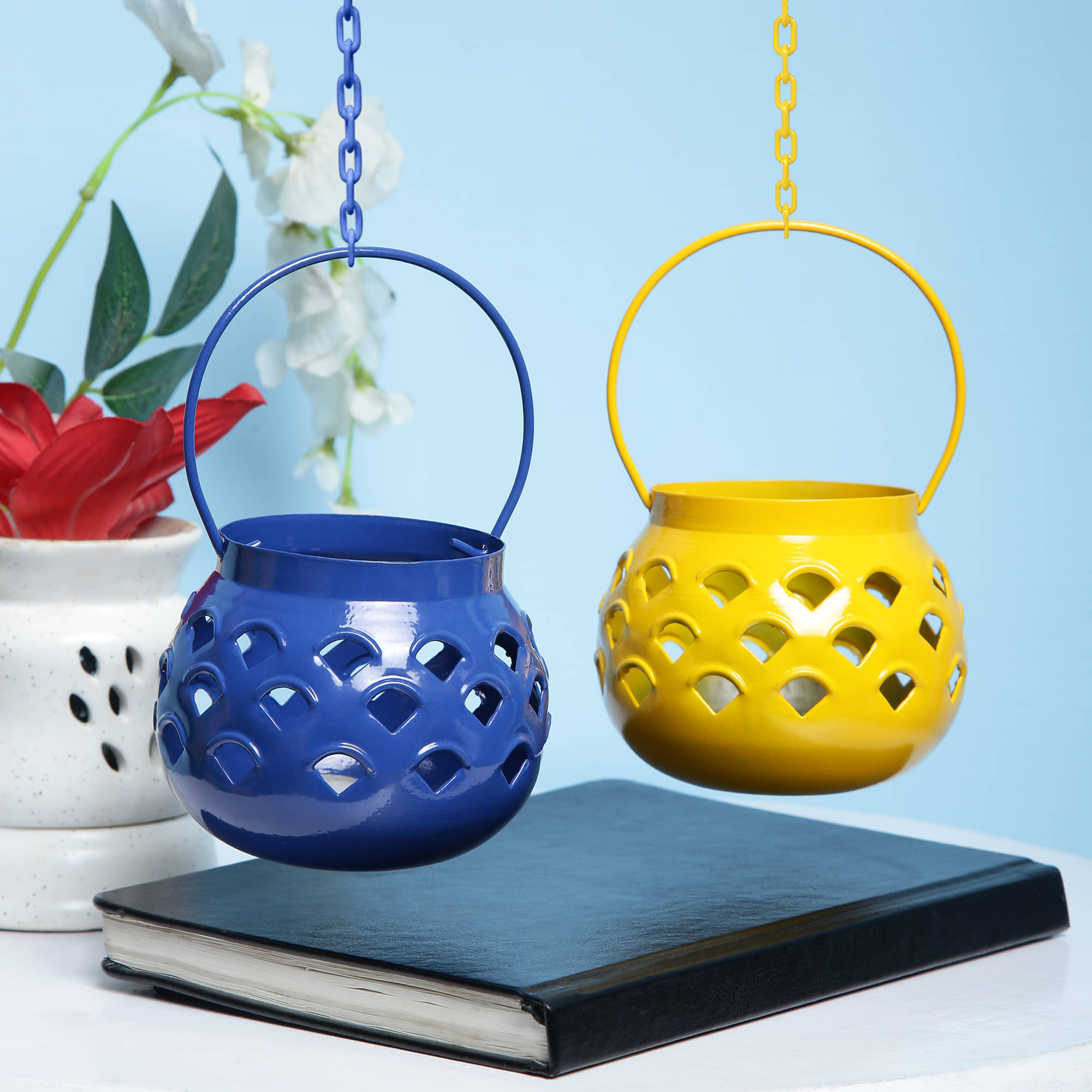 Urban Hamlet Multicolour Table Top and Hanging Iron Tea Light Holder - Pack of 1 Urban Hamlet Multicolour Table Top and Hanging Iron Tea Light Holder - Pack of 1