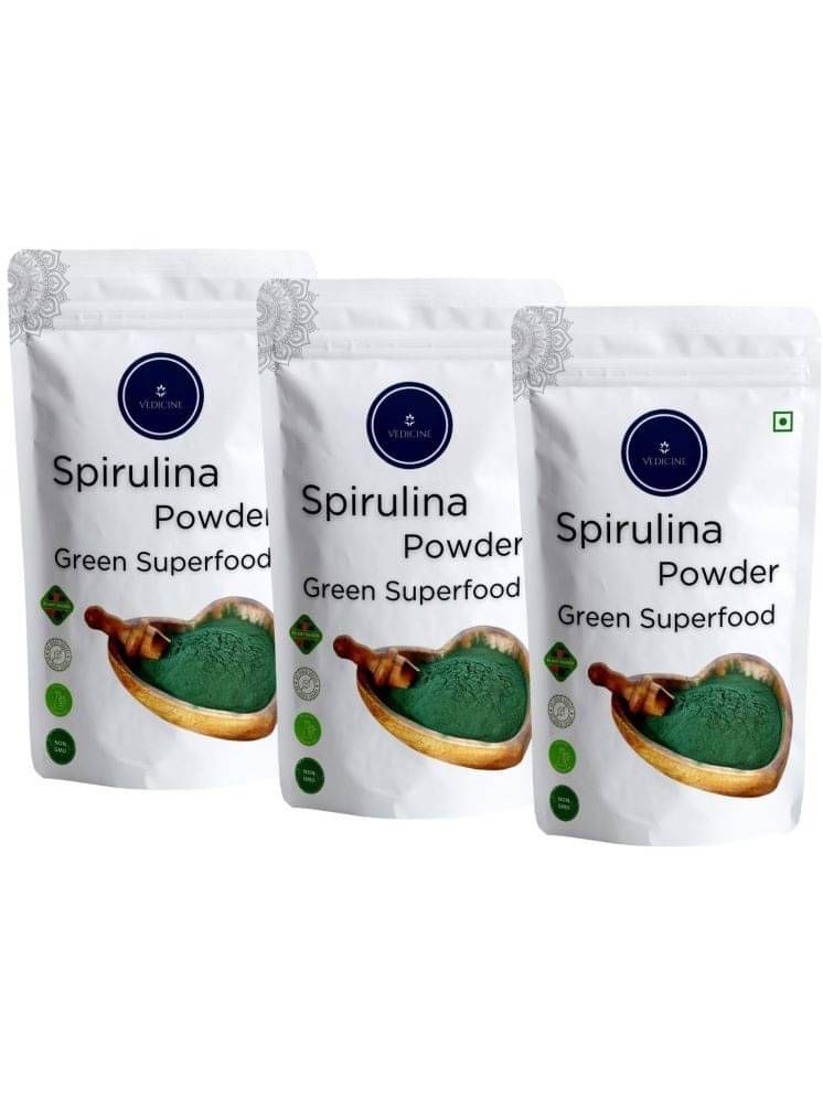     			Vedicine Pure Spirulina Powder, Algae for Immunity, Digestion & Skin Health (3 x 100 g)