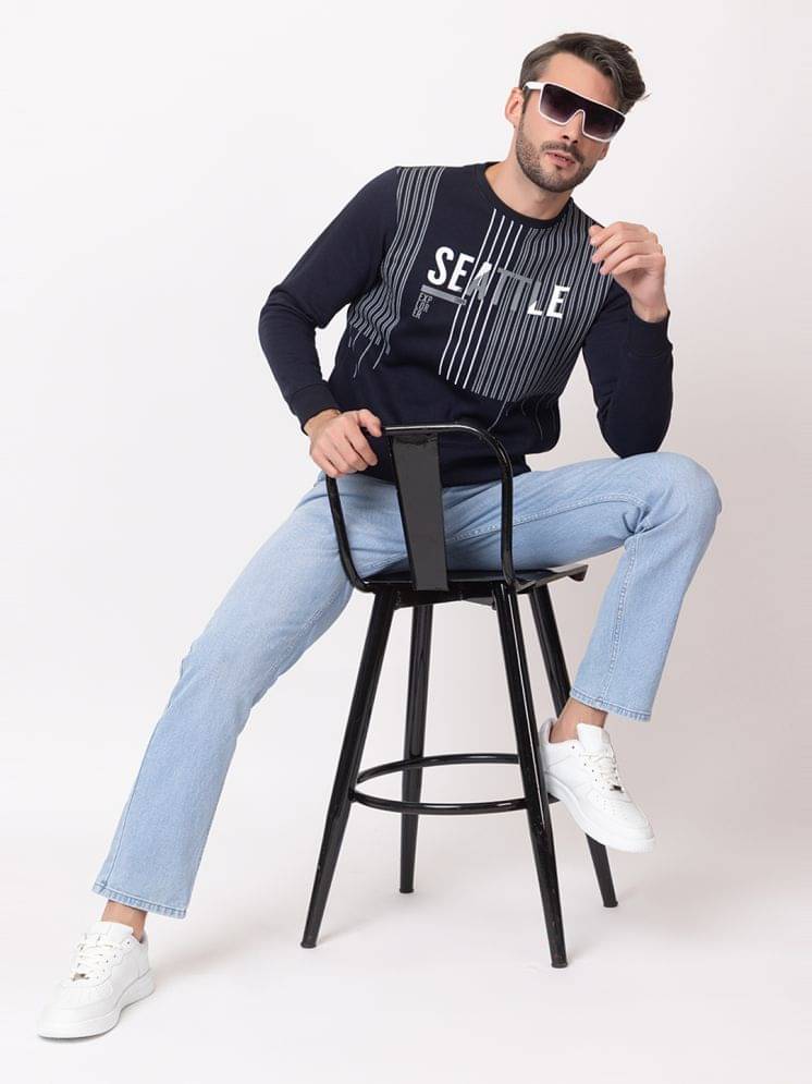     			ARIIX Cotton Blend Round Neck Men's Sweatshirt - Navy Blue ( Pack of 1 )