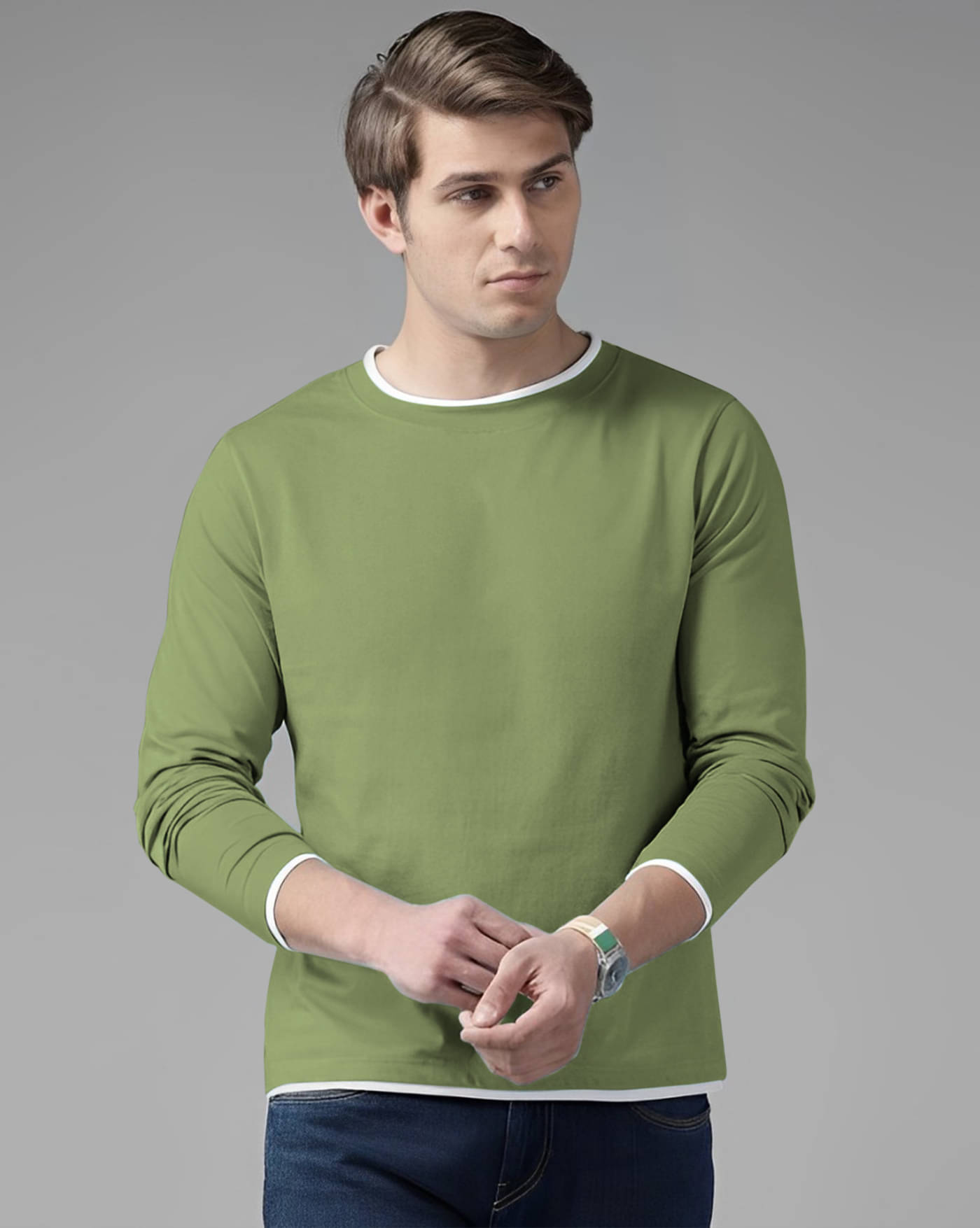     			AUSK Pack of 1 Cotton Blend Regular Fit Men's T-Shirt ( Green )
