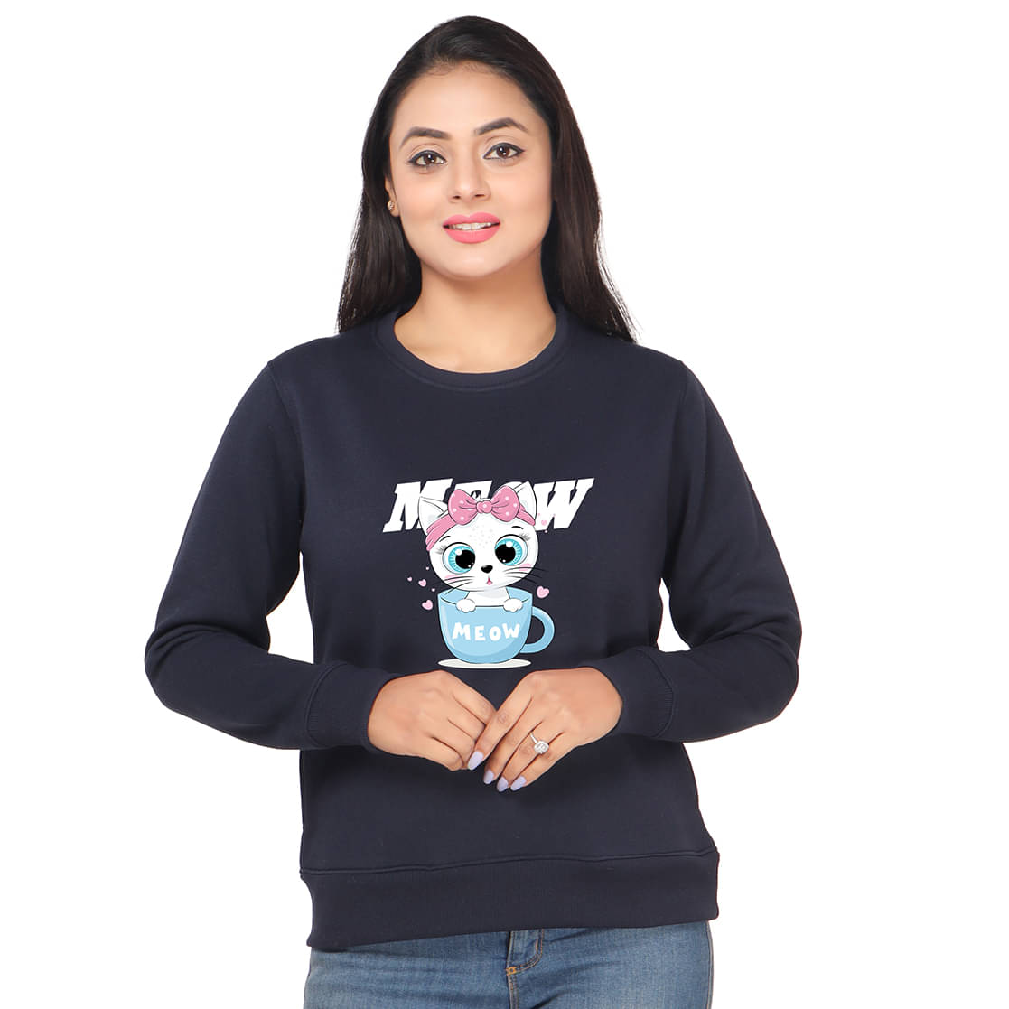 AZF Fleece Women's Non Hooded Sweatshirt ( Navy ) AZF Fleece Women's Non Hooded Sweatshirt ( Navy )