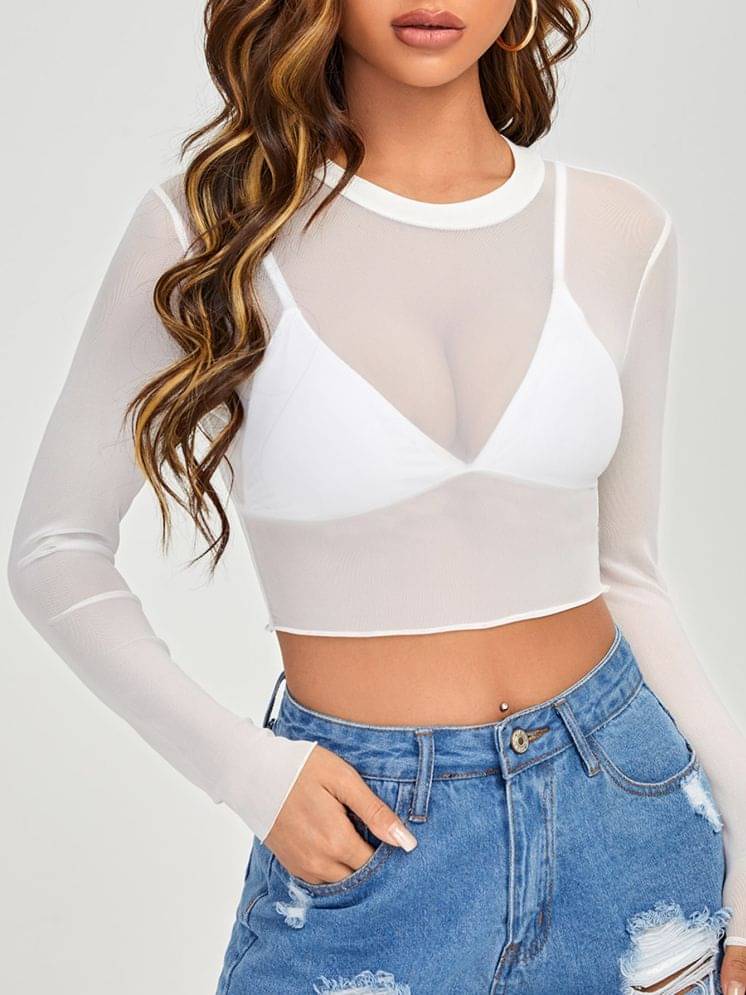 Aahwan Women's Polyester Crop Top ( White ) Aahwan Women's Polyester Crop Top ( White )
