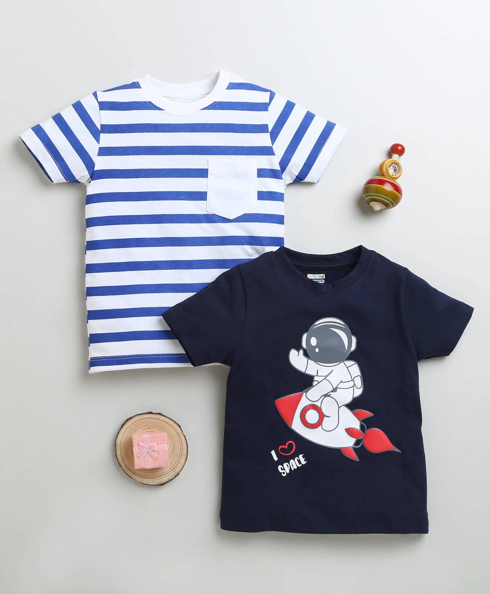     			BUMZEE Pack of 2 Baby Boys Cotton T-Shirt ( Navy )