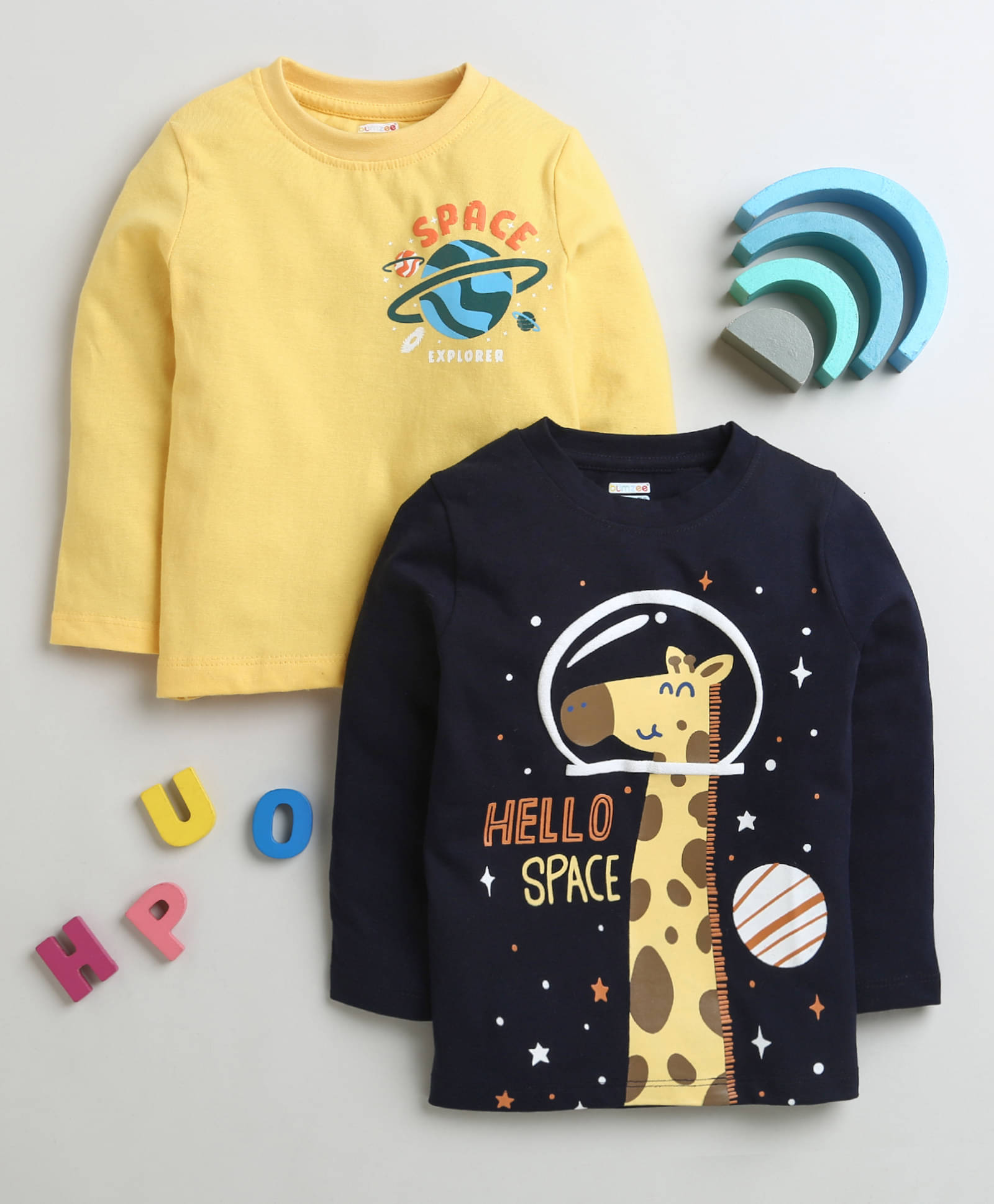     			BUMZEE Pack of 2 Baby Boys Cotton T-Shirt ( Yellow )