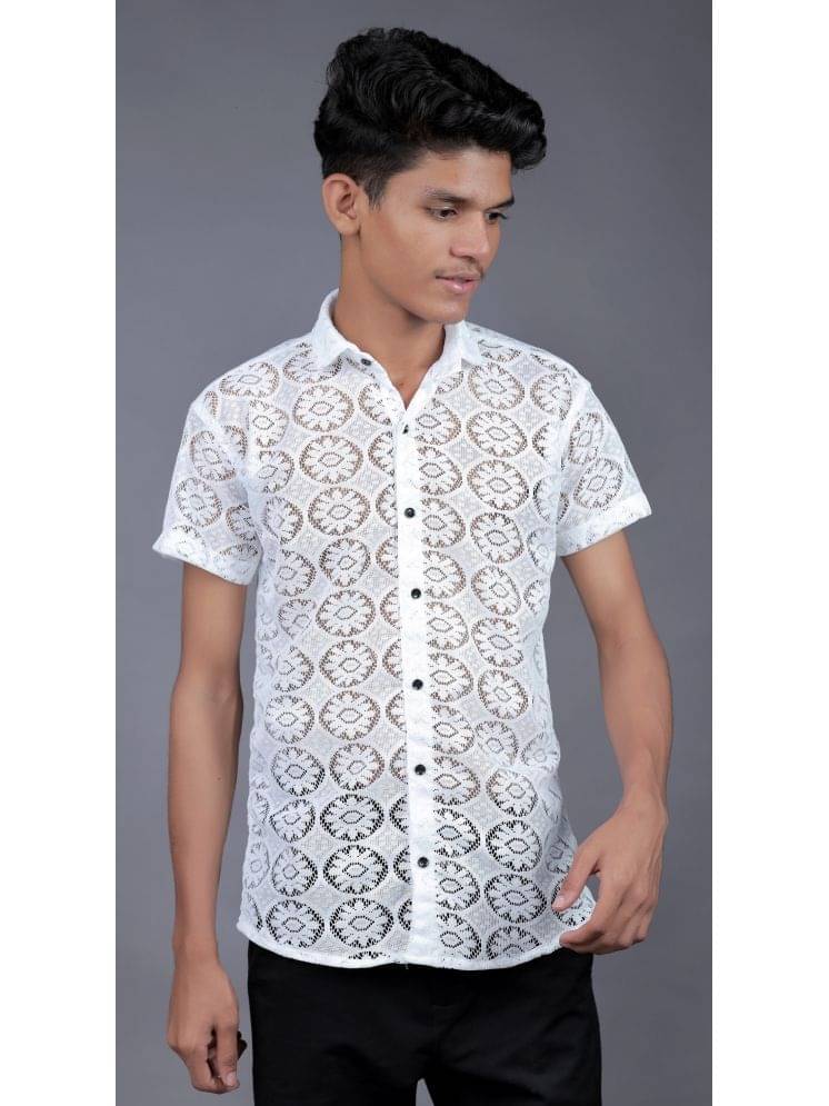     			Qurobri Pack of 1 Boys Cotton Blend Half Sleeves Shirt ( White )