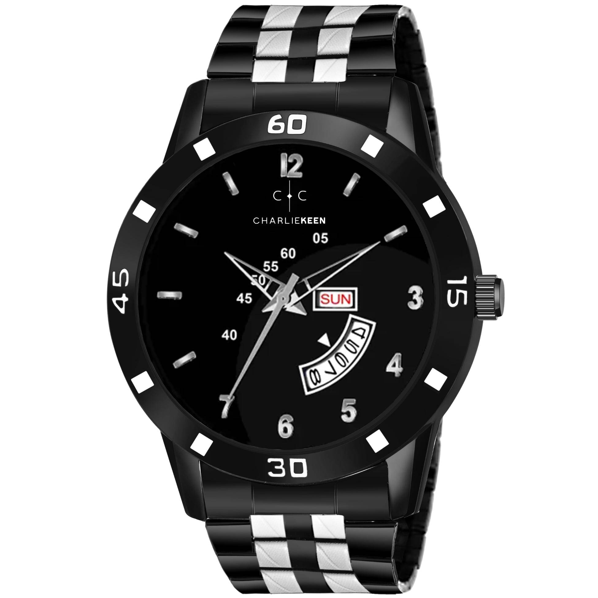     			CHARLIEKEEN Black Metal Analog Men's Watch