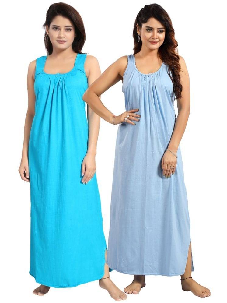     			Cinco Multicolor Cotton Blend Women's Nightwear Night Dress ( Pack of 2 )