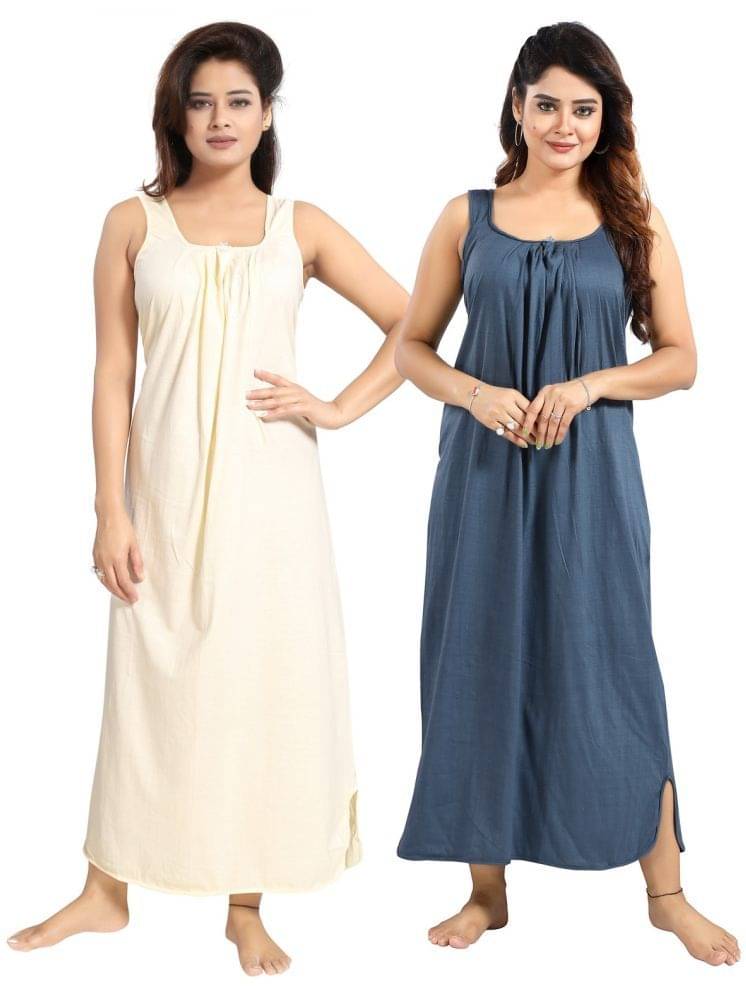     			Cinco Multicolor Cotton Blend Women's Nightwear Night Dress ( Pack of 2 )