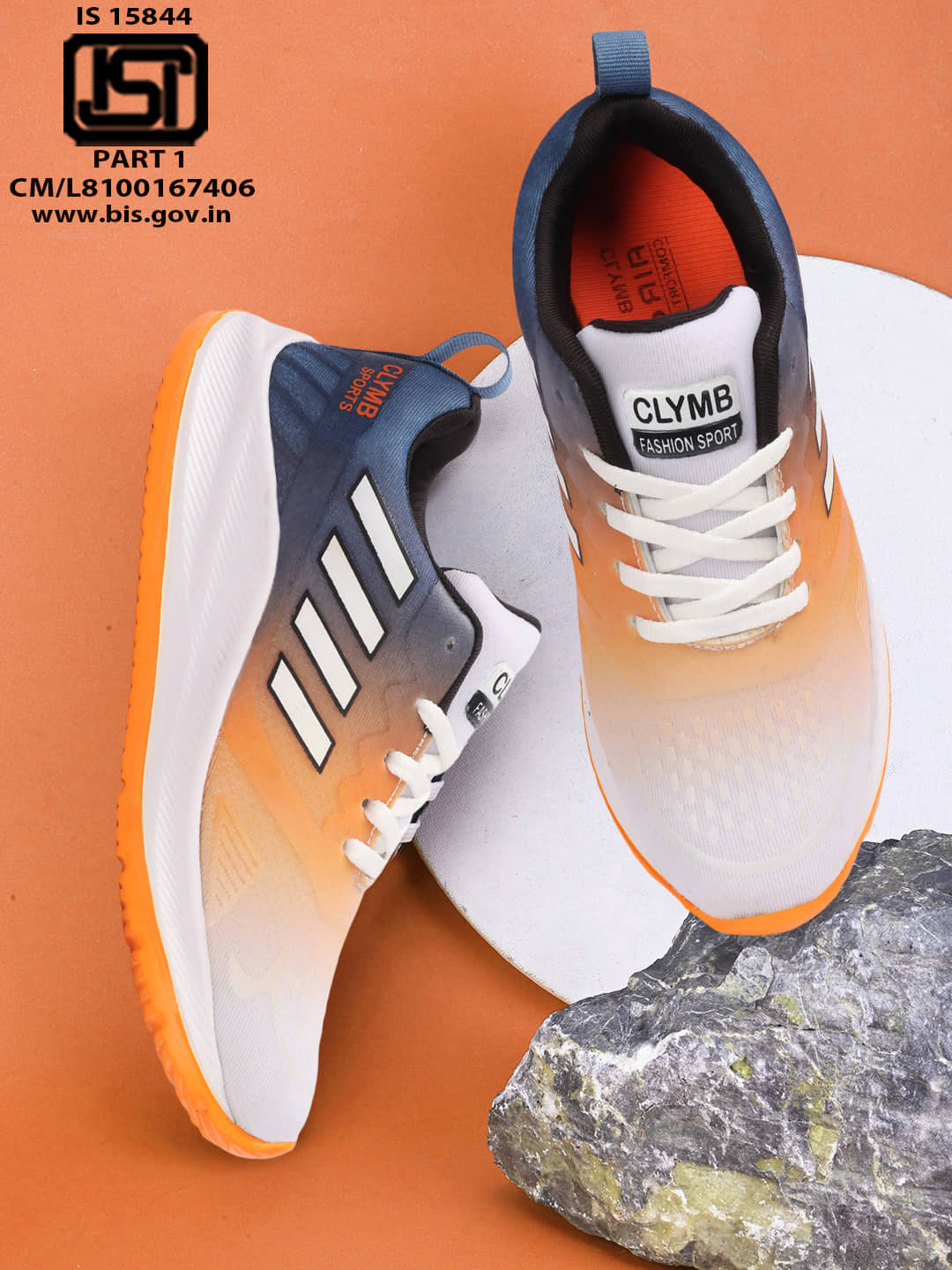 Clymb Orange Men's Sports Running Shoes - Sports Shoes | Buy online on ZillyBuy
