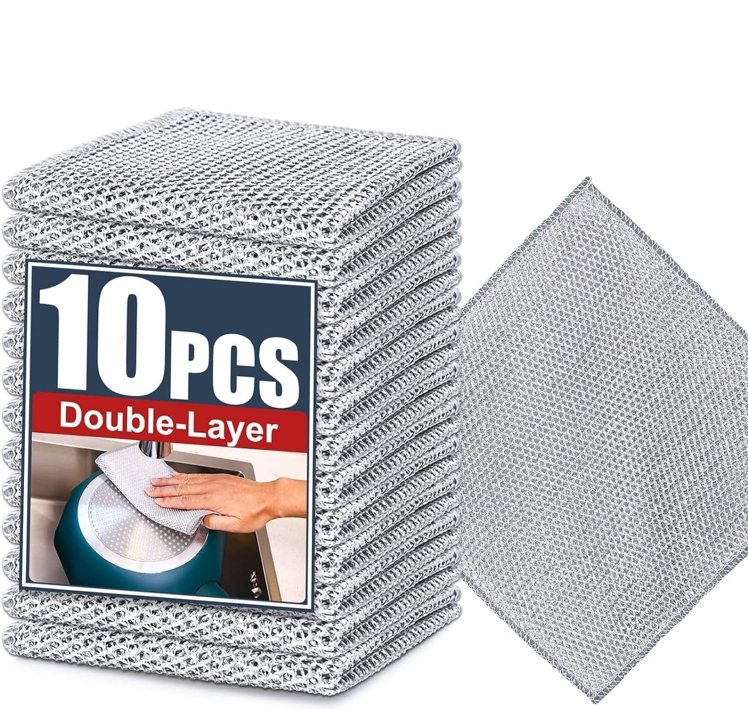     			DHS Mart Double Layered Wire Rags All Purpose Cleaner Block Multifunctional Non Scratch Dish Wash Cloth 10 no.s Pack of 10