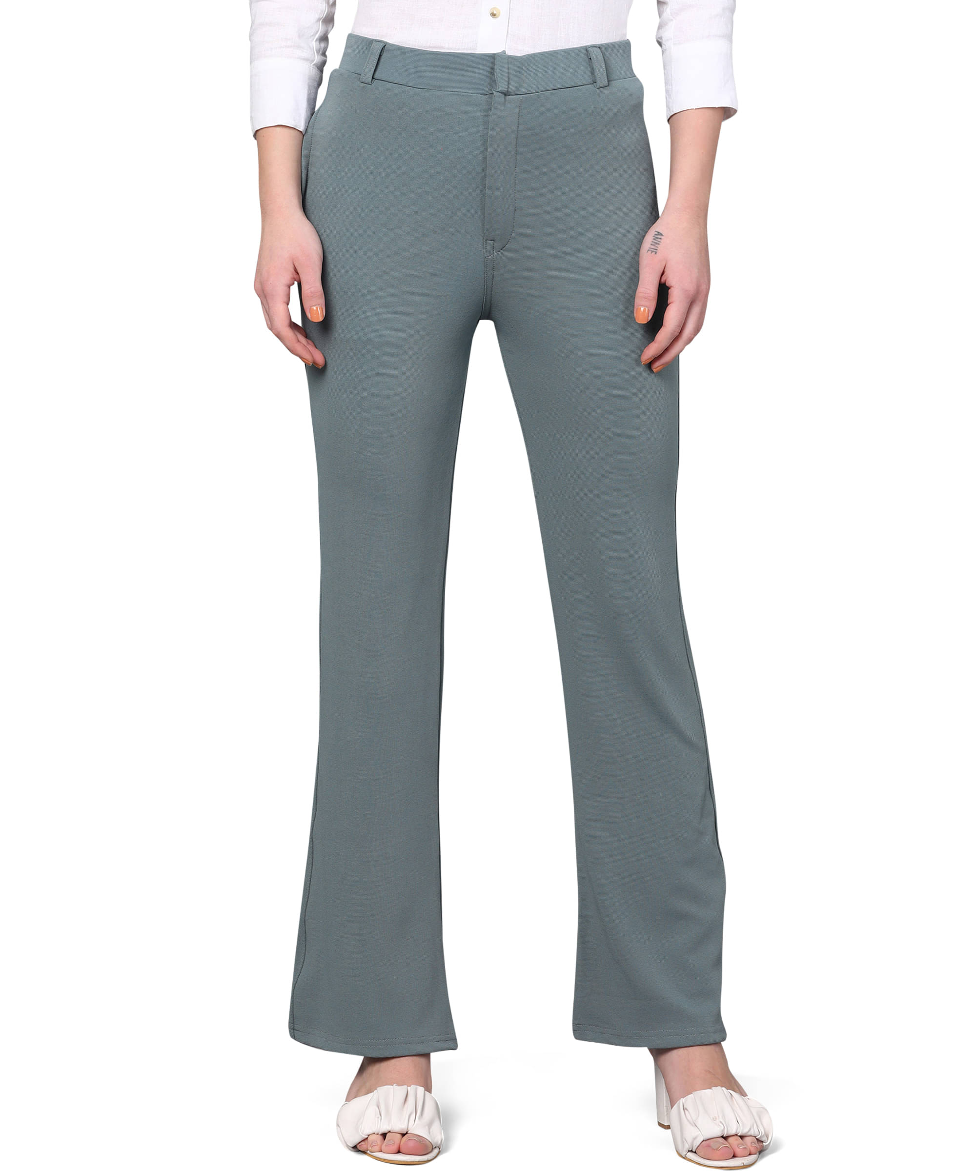     			FITHUB Blue Cotton Blend Regular Women's Casual Pants ( Pack of 1 )