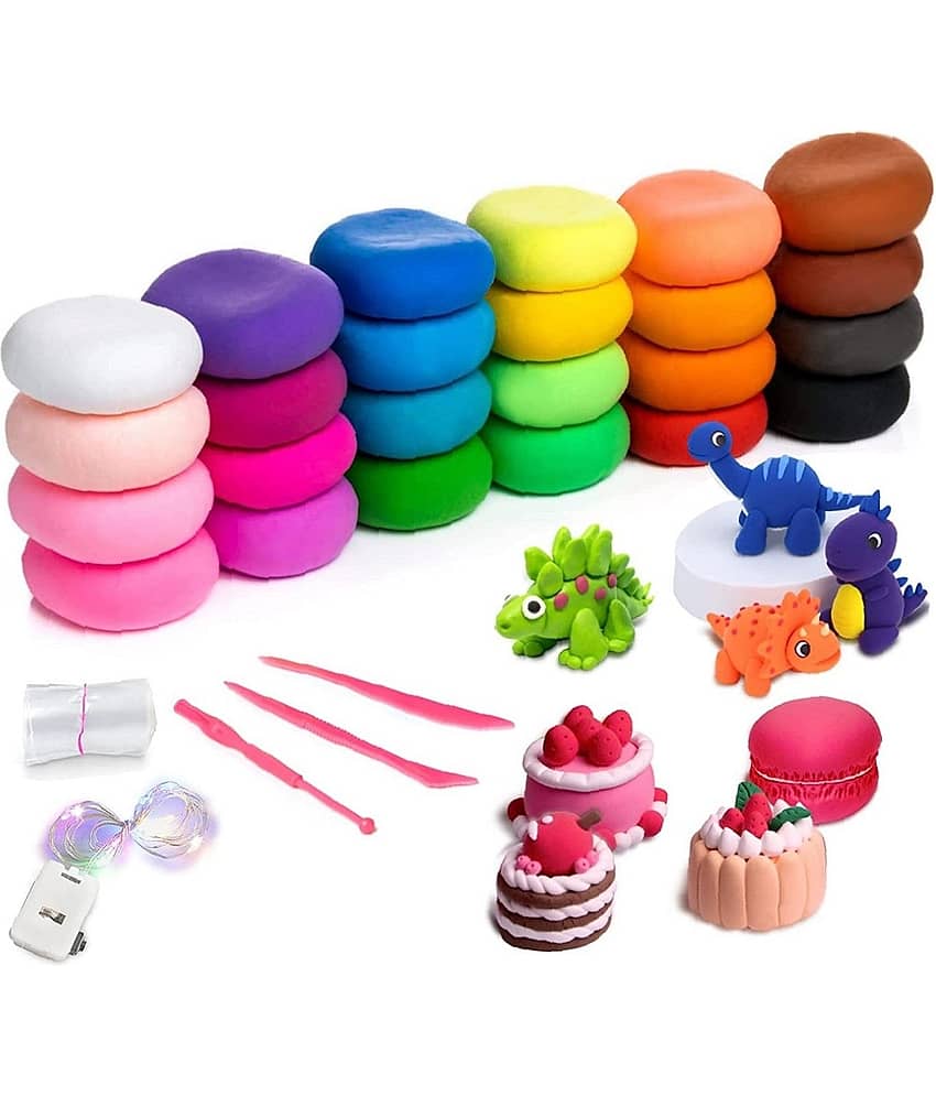 Freedy (Pack of 12) Air Dry Clay, Colorful Children Soft Clay, Creative Art Crafts, Gifts for Kids-Multi Color. Non-Toxic Modeling Magic Fluffy Foam Bouncing Clay Putty Kit for Kids with Tools - Stationery | Buy online on ZillyBuy