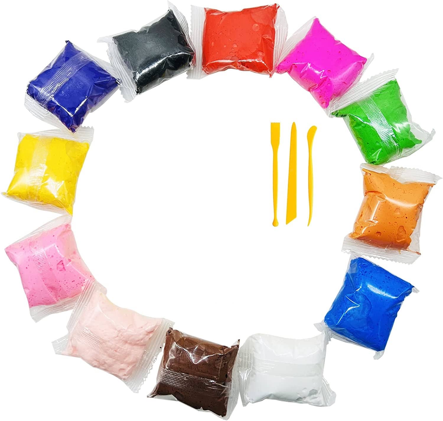 Freedy (Pack of 12) Air Dry Clay, Colorful Children Soft Clay, Creative Art Crafts, Gifts for Kids-Multi Color. Non-Toxic Modeling Magic Fluffy Foam Bouncing Clay Putty Kit for Kids with Tools