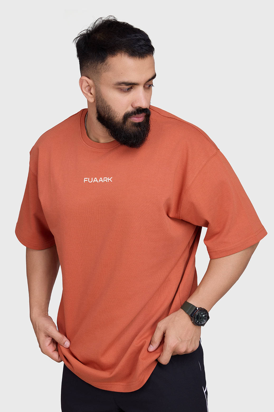     			Fuaark Rust Cotton Oversized Fit Men's Sports T-Shirt ( Pack of 1 )