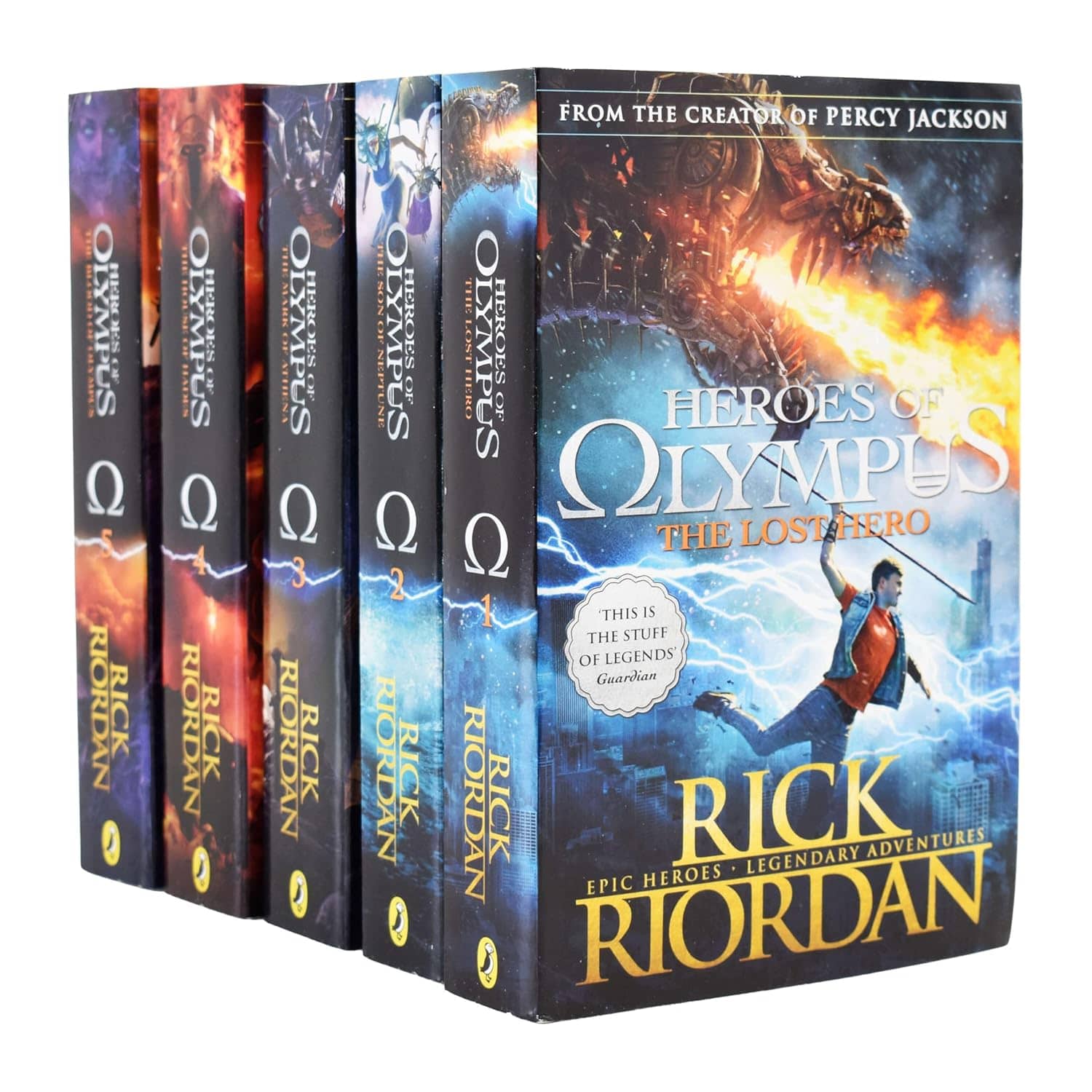 Heroes of Olympus Complete Collection 5 Books Set -The Lost Hero/The Son of Neptune/The Mark of Athena/The Blood of Olympus by Rick Riordan