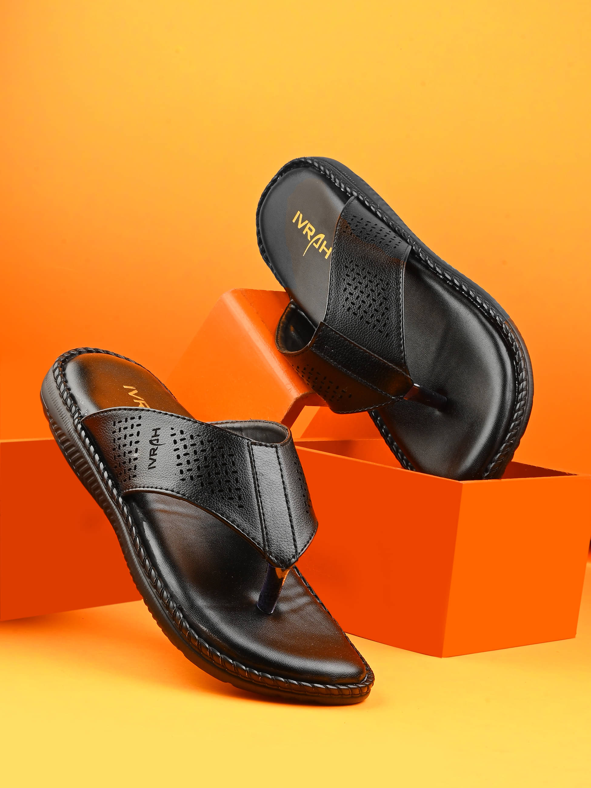     			IVRAH Black Men's Massage Flip Flop