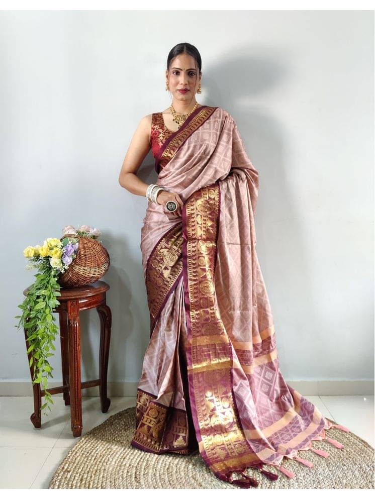 Lady Shopi Banarasi Silk Embellished Saree With Unstitched Blouse Piece ( LightBLue )     			Lady Shopi Banarasi Silk Embellished Saree With Unstitched Blouse Piece ( LightBLue )