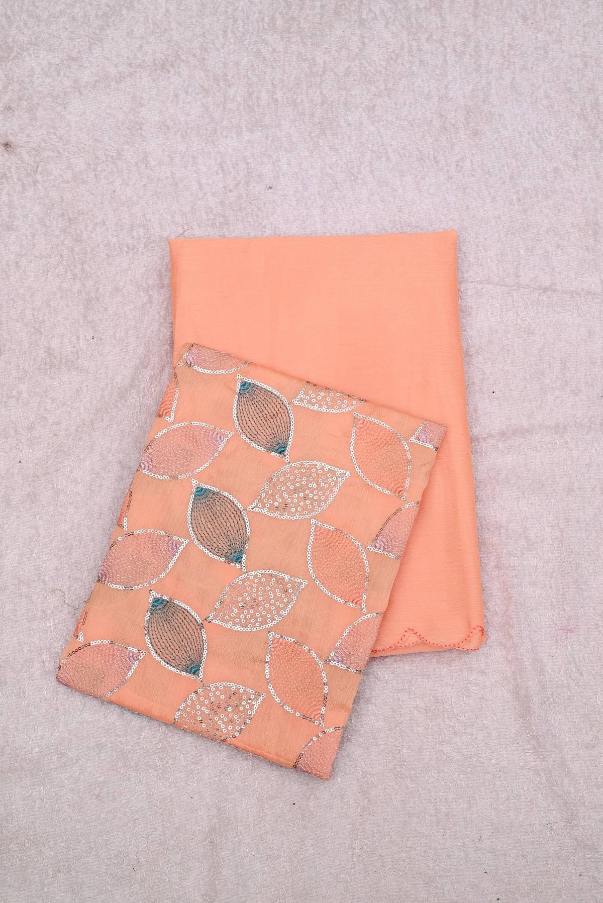 Lady Shopi Chiffon Embellished Saree With Unstitched Blouse Piece ( Orange ) Lady Shopi Chiffon Embellished Saree With Unstitched Blouse Piece ( Orange )