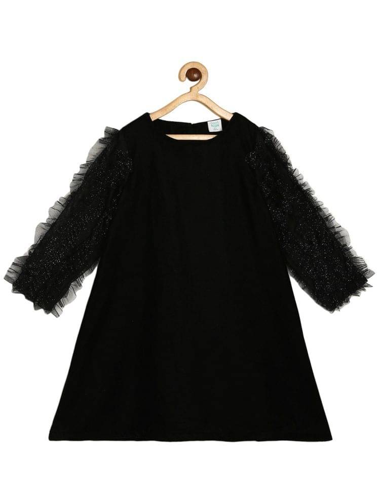     			MINI KLUB Polyester A-line Dress For Girls ( Pack of 1 , Black )