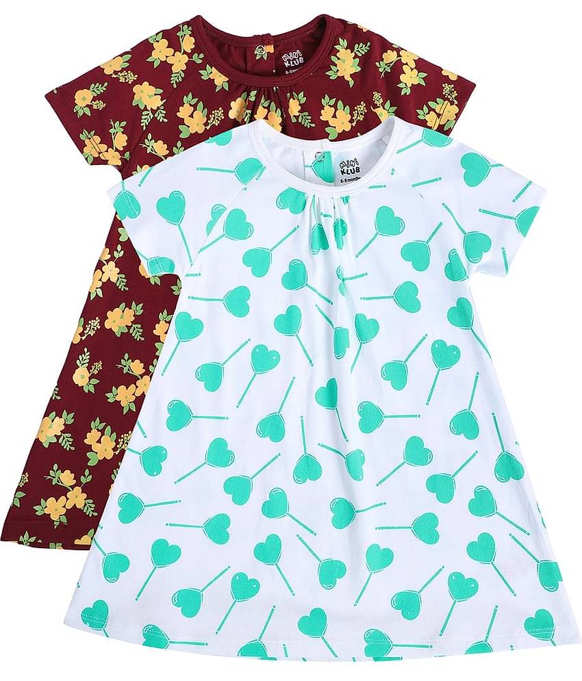 MINI KLUB Pack of 2 Baby Girls Cotton Dress ( Multi )