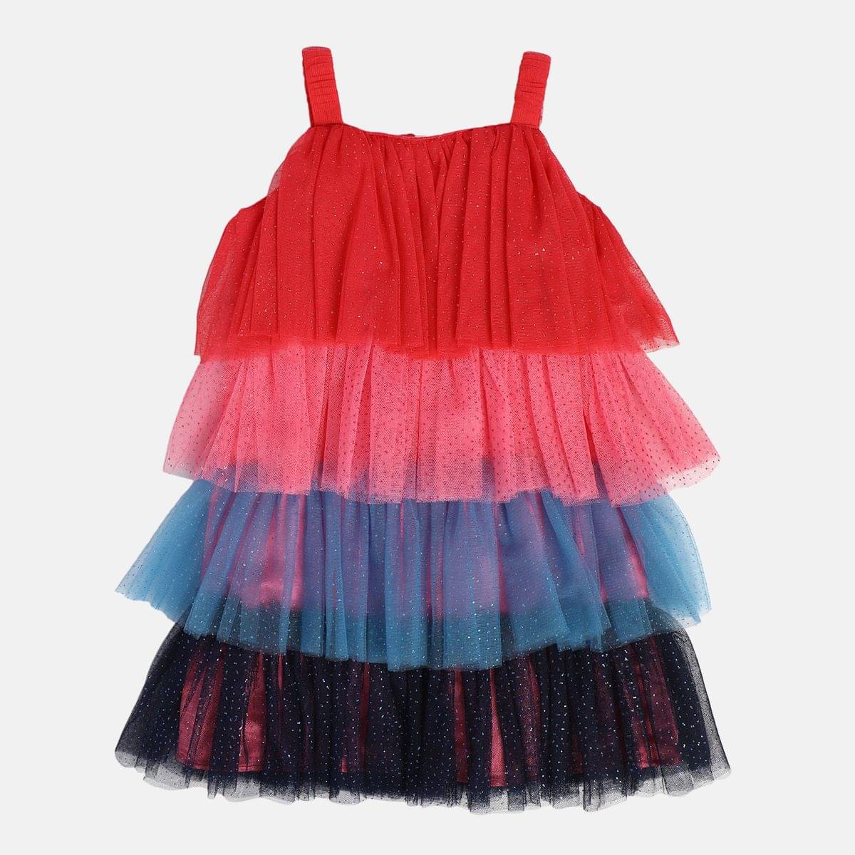     			MINI KLUB Polyester A-line Dress For Girls ( Pack of 1 , Multi )