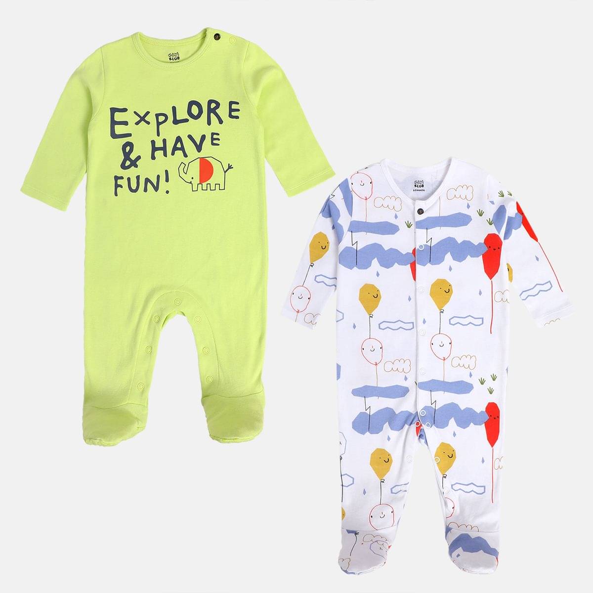 MINI KLUB Pack of 2 Baby Boys Cotton Bodysuit ( Multicolor ) MINI KLUB Pack of 2 Baby Boys Cotton Bodysuit ( Multicolor )