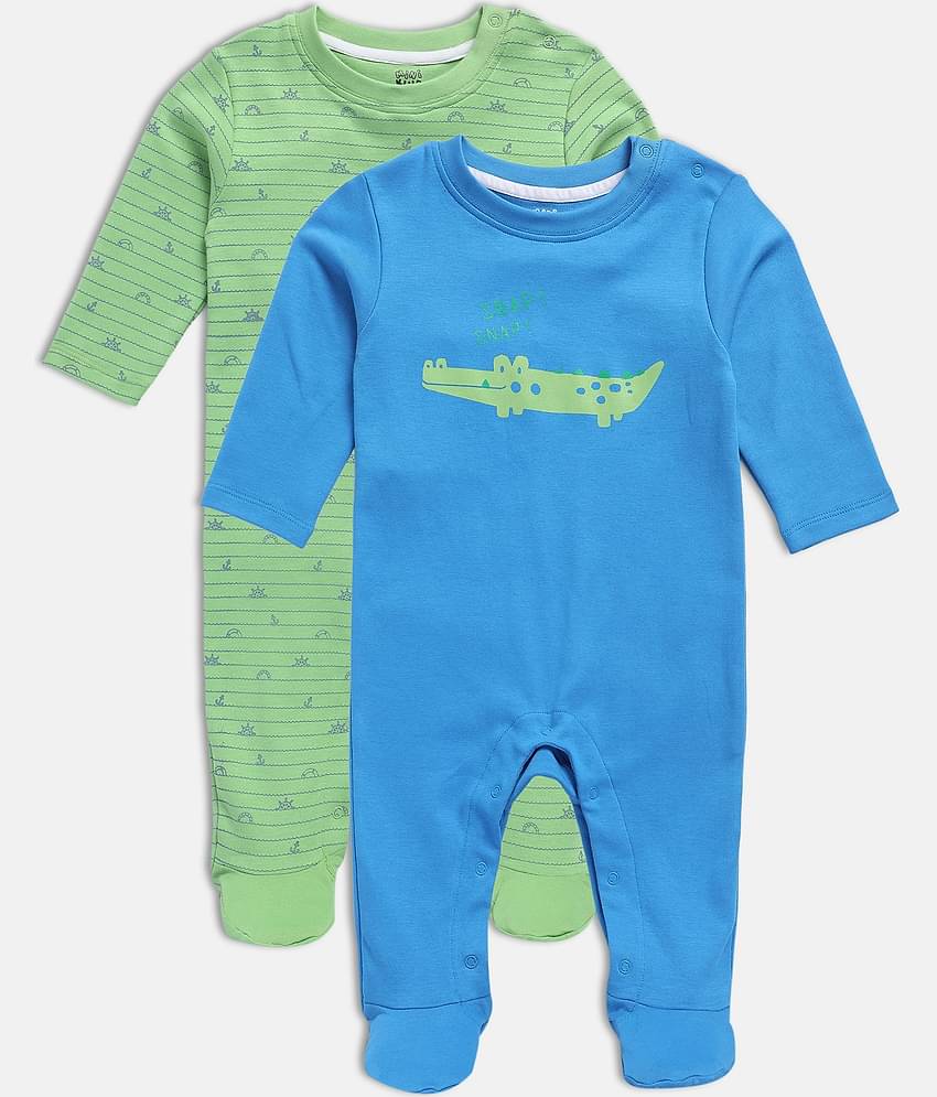 MINI KLUB Pack of 2 Baby Boys Cotton Bodysuit ( Multicolor )