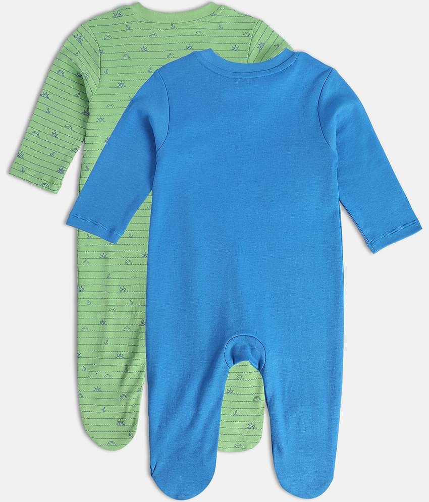 MINI KLUB Pack of 2 Baby Boys Cotton Bodysuit ( Multicolor )