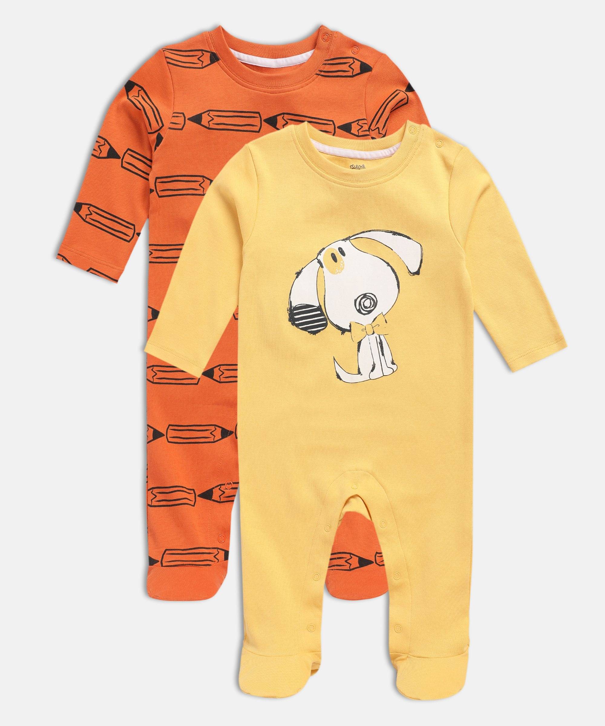     			MINI KLUB Pack of 2 Baby Boys Cotton Bodysuit ( Multicolor )