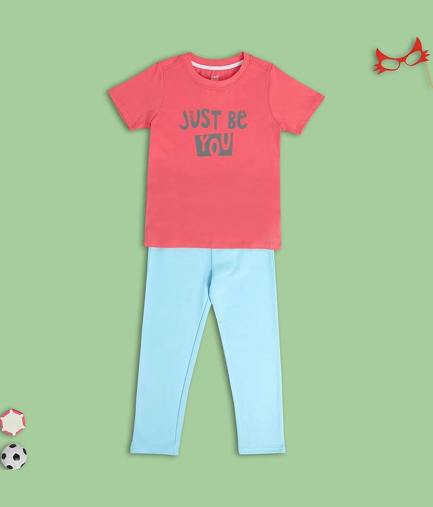 MINI KLUB Pack of 1 Boys Cotton T-Shirt & Pants Set ( Multicolor )