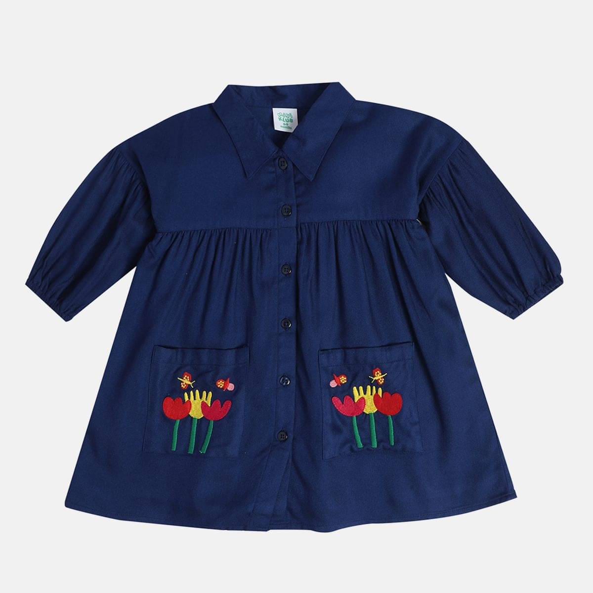 MINI KLUB Navy Viscose Girls Shirt Dress ( Pack of 1 )     			MINI KLUB Navy Viscose Girls Shirt Dress ( Pack of 1 )
